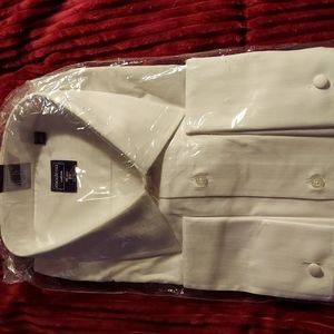 Modena mens white button down cuffed dress shirt
